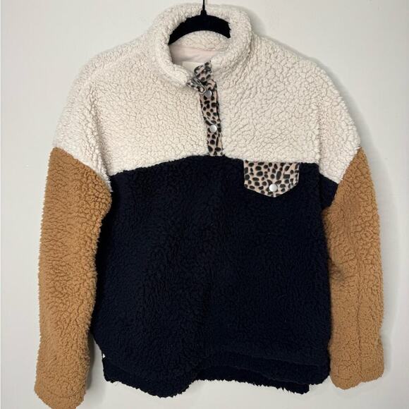 Thread & Supply Teddy Sherpa Colorblock Pullover Size Small - Picture 3 of 11